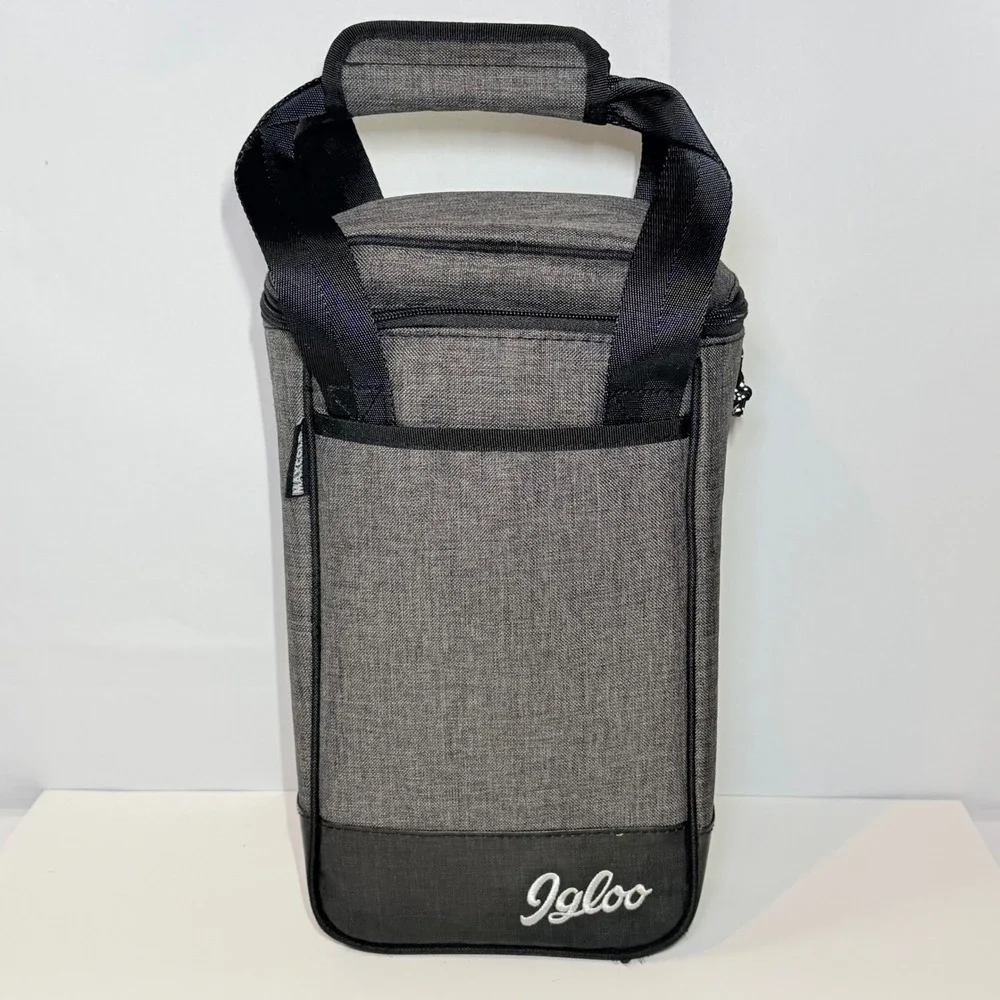 Igloo MaxCold 2 Bottle Wine Cooler Bag Heather Gray Insulated Travel Carrier